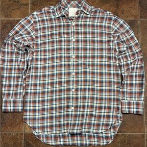 Billy Reid Men's Blue and Red Plaid Shirt